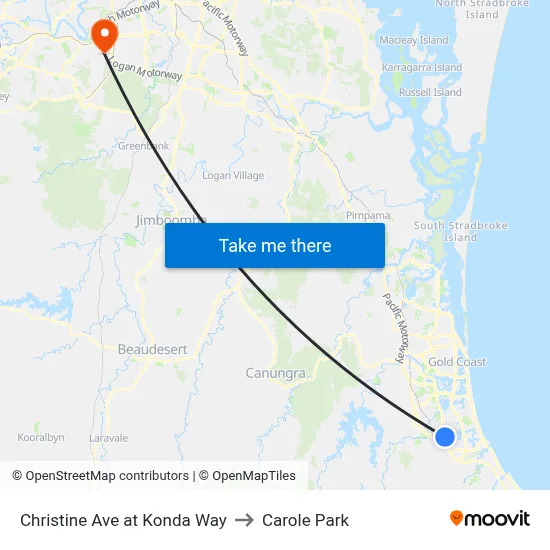 Christine Ave at Konda Way to Carole Park map