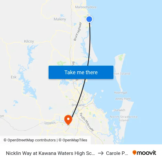 Nicklin Way at Kawana Waters High School to Carole Park map