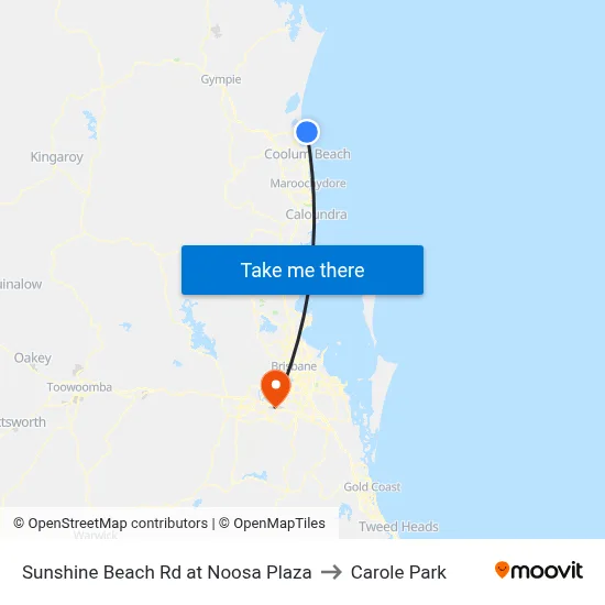 Sunshine Beach Rd at Noosa Plaza to Carole Park map