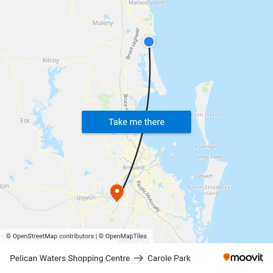 Pelican Waters Shopping Centre to Carole Park map