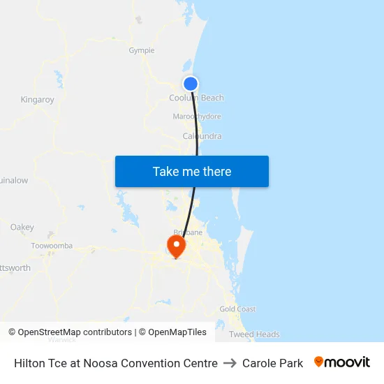 Hilton Tce at Noosa Convention Centre to Carole Park map
