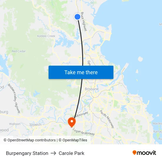 Burpengary Station to Carole Park map