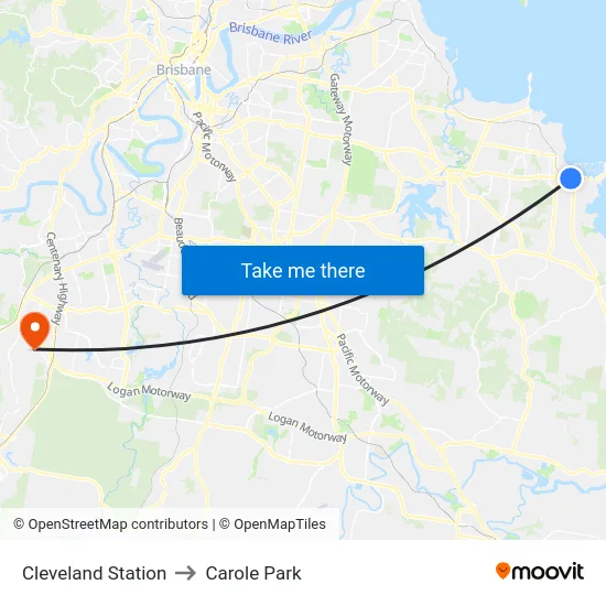 Cleveland Station to Carole Park map