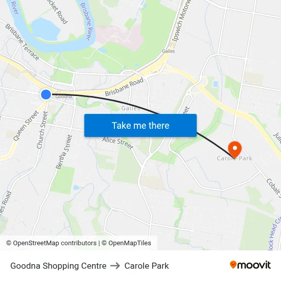 Goodna Shopping Centre to Carole Park map