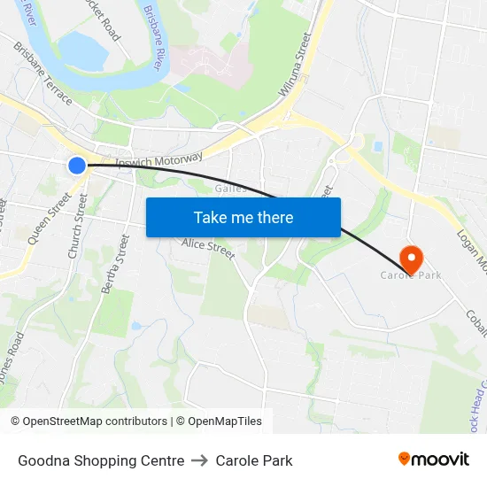 Goodna Shopping Centre to Carole Park map