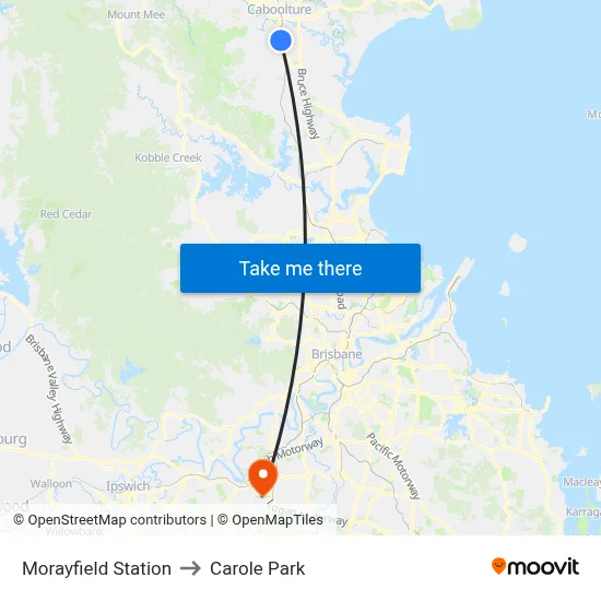 Morayfield Station to Carole Park map