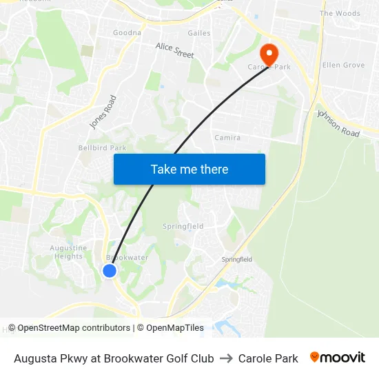 Augusta Pkwy at Brookwater Golf Club to Carole Park map