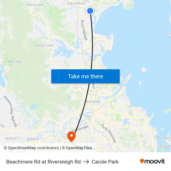 Beachmere Rd at Riversleigh Rd to Carole Park map