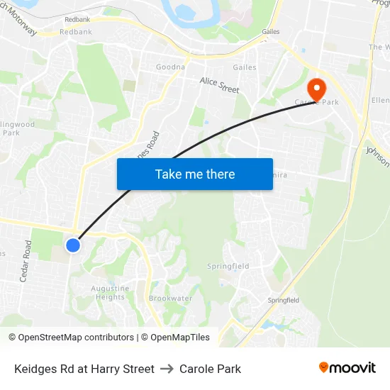 Keidges Rd at Harry Street to Carole Park map