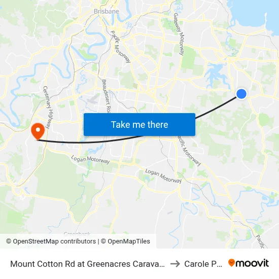 Mount Cotton Rd at Greenacres Caravan Park to Carole Park map