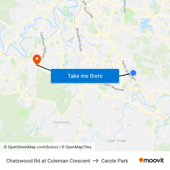 Chatswood Rd at Coleman Crescent to Carole Park map