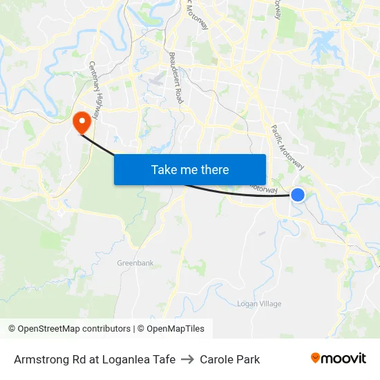 Armstrong Rd at Loganlea Tafe to Carole Park map