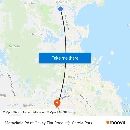 Morayfield Rd at Oakey Flat Road to Carole Park map