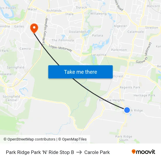 Park Ridge Park 'N' Ride Stop B to Carole Park map