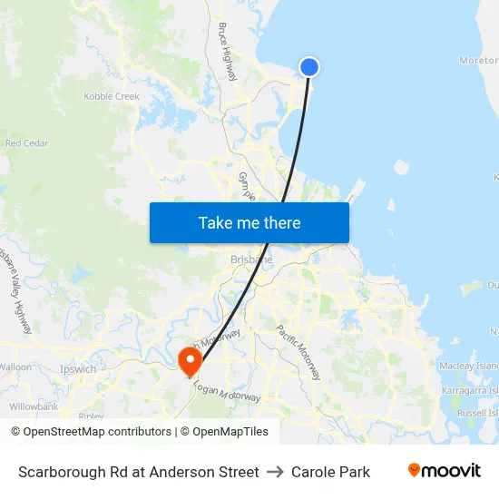 Scarborough Rd at Anderson Street to Carole Park map
