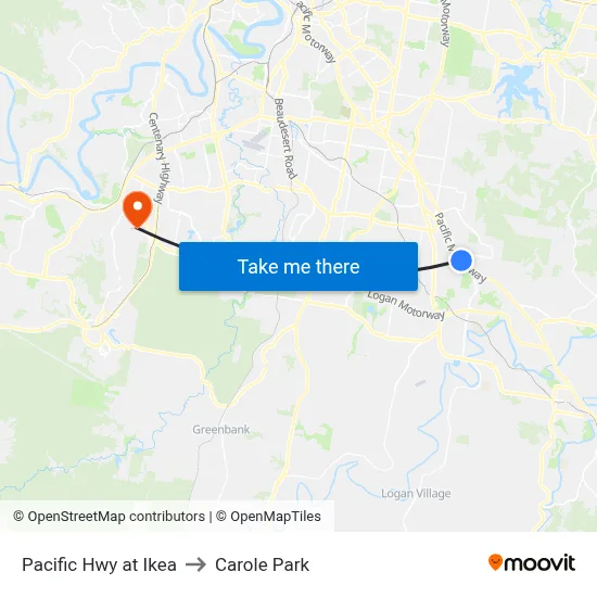 Pacific Hwy at Ikea to Carole Park map