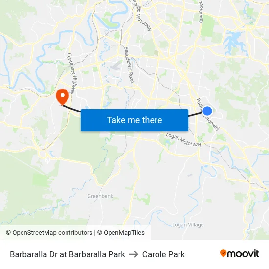 Barbaralla Dr at Barbaralla Park to Carole Park map