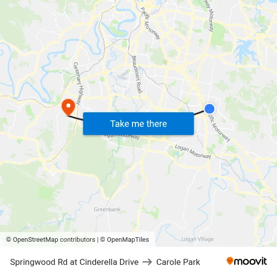 Springwood Rd at Cinderella Drive to Carole Park map