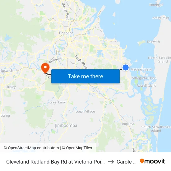 Cleveland Redland Bay Rd at Victoria Point High School to Carole Park map