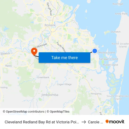 Cleveland Redland Bay Rd at Victoria Point High School to Carole Park map
