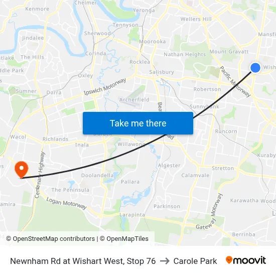 Newnham Rd at Wishart West, Stop 76 to Carole Park map