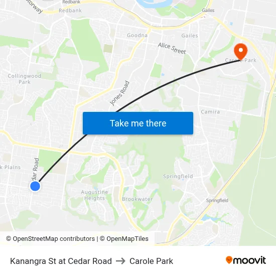 Kanangra St at Cedar Road to Carole Park map