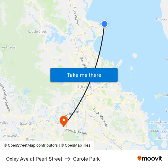 Oxley Ave at Pearl Street to Carole Park map