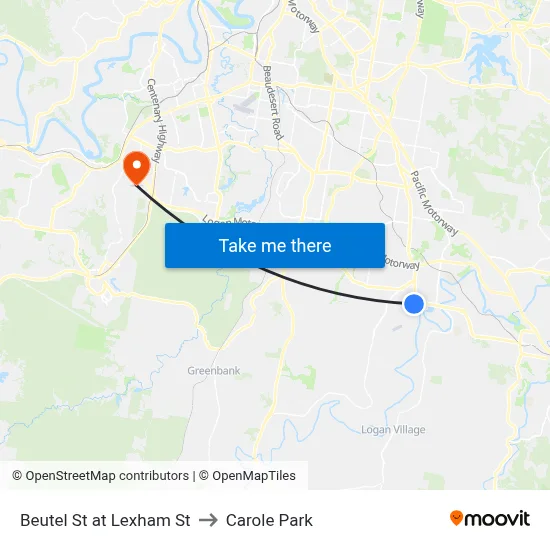 Beutel St at Lexham St to Carole Park map