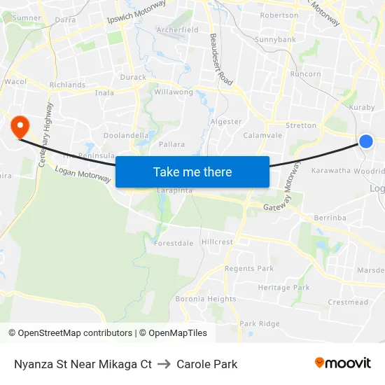 Nyanza St Near Mikaga Ct to Carole Park map