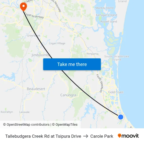 Tallebudgera Creek Rd at Tsipura Drive to Carole Park map