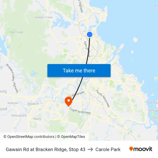 Gawain Rd at Bracken Ridge, Stop 43 to Carole Park map