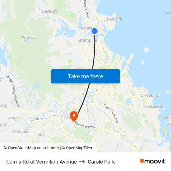 Cairns Rd at Vermilion Avenue to Carole Park map