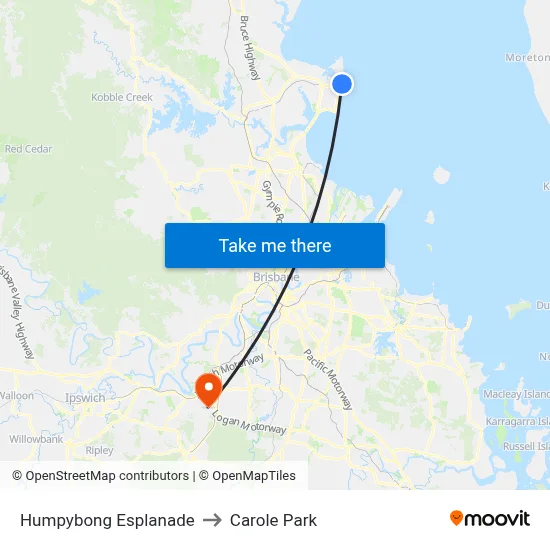 Humpybong Esplanade to Carole Park map