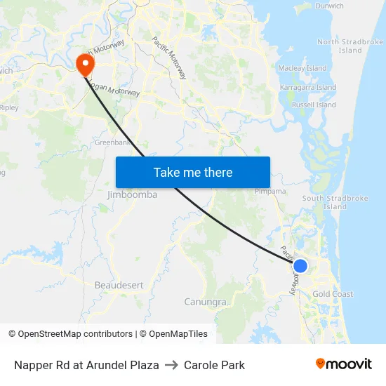 Napper Rd at Arundel Plaza to Carole Park map