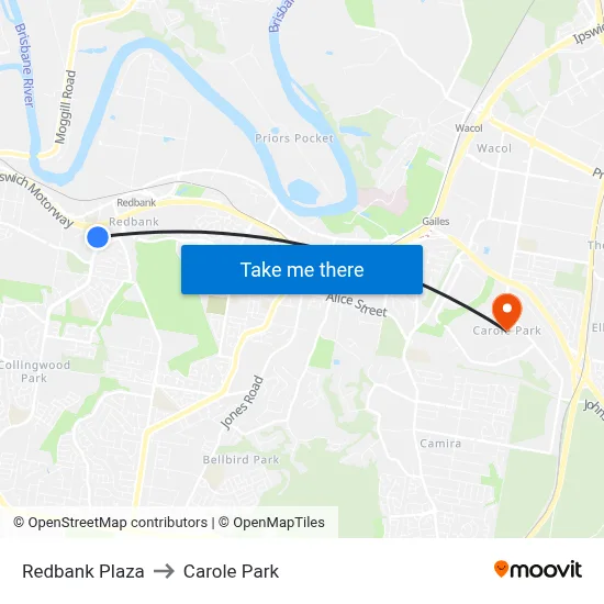 Redbank Plaza to Carole Park map