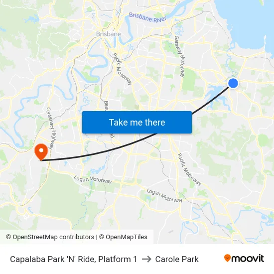 Capalaba Park 'N' Ride, Platform 1 to Carole Park map
