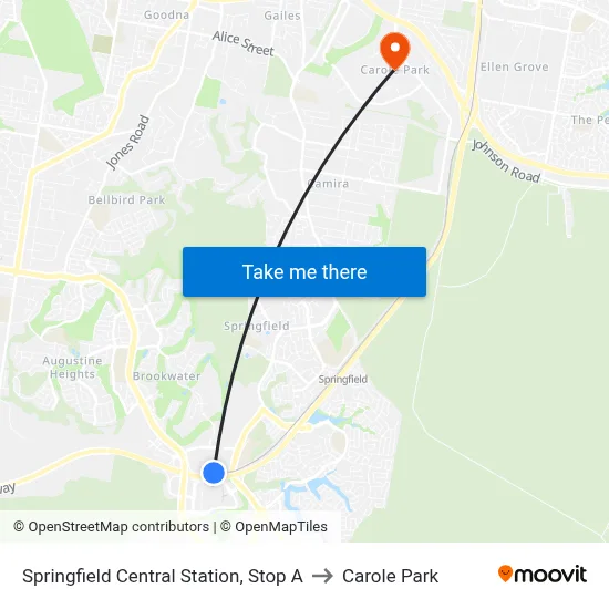 Springfield Central Station, Stop A to Carole Park map
