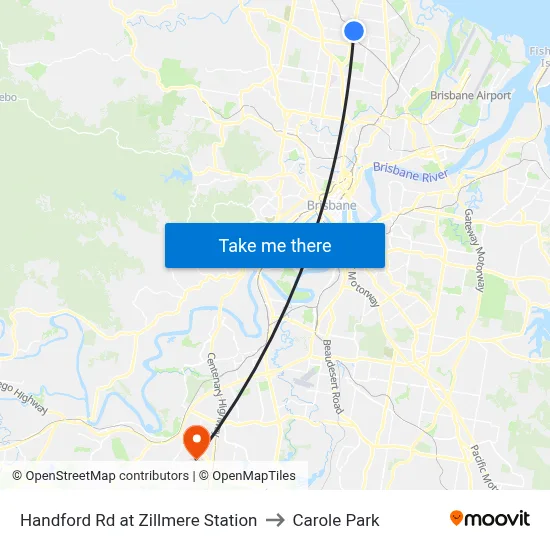 Handford Rd at Zillmere Station to Carole Park map