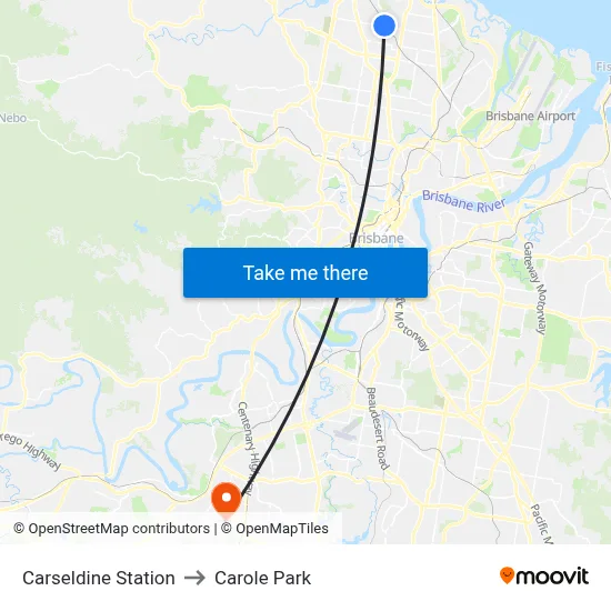 Carseldine Station to Carole Park map