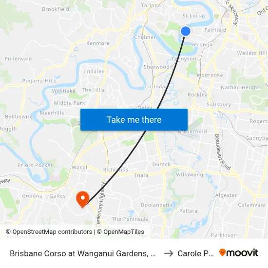 Brisbane Corso at Wanganui Gardens, Stop 35 to Carole Park map
