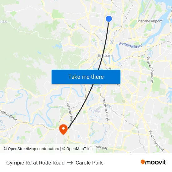 Gympie Rd at Rode Road to Carole Park map