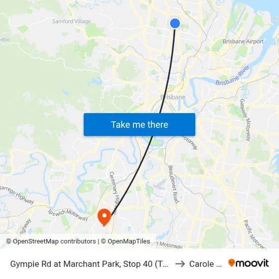 Gympie Rd at Marchant Park, Stop 40 (Temp Closure) to Carole Park map