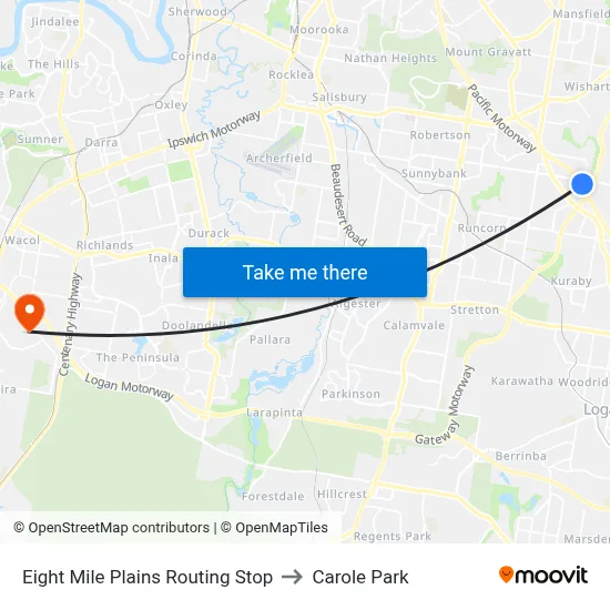 Eight Mile Plains Routing Stop to Carole Park map