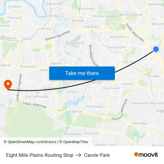 Eight Mile Plains Routing Stop to Carole Park map