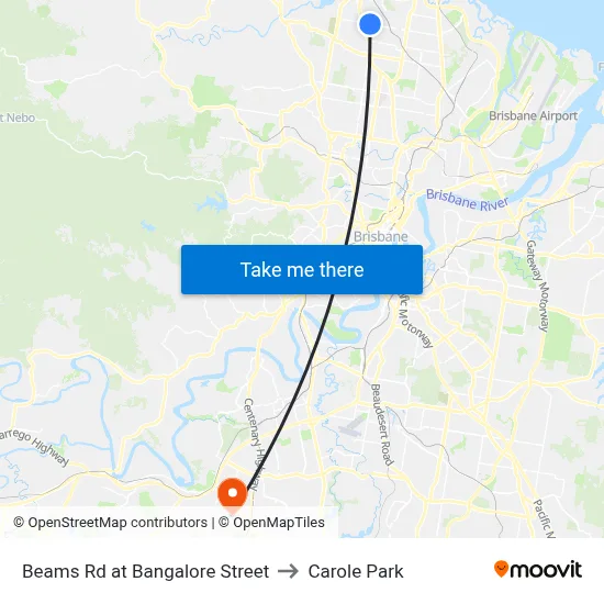 Beams Rd at Bangalore Street to Carole Park map