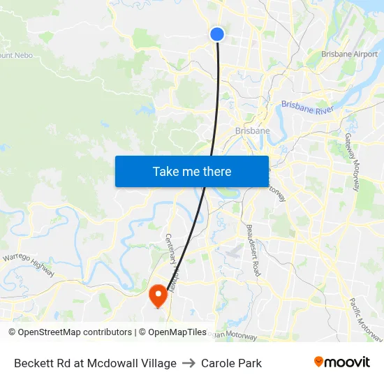 Beckett Rd at Mcdowall Village to Carole Park map