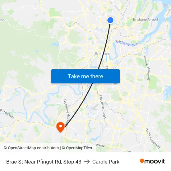 Brae St Near Pfingst Rd, Stop 43 to Carole Park map