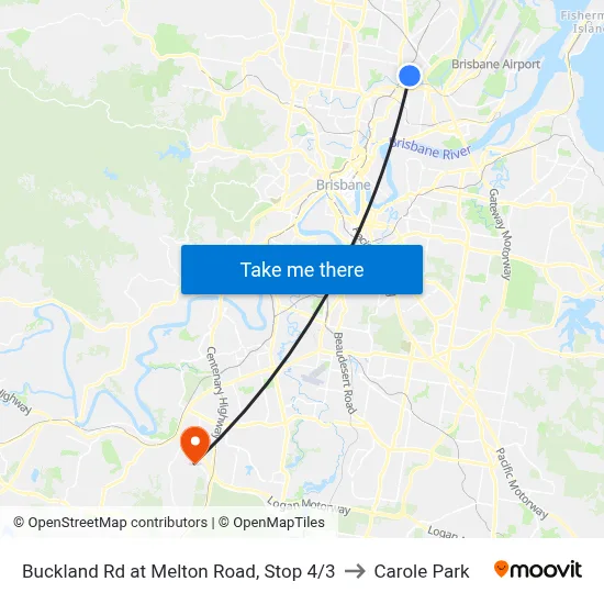 Buckland Rd at Melton Road, Stop 4/3 to Carole Park map