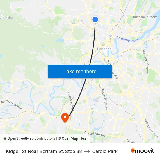 Kidgell St Near Bertram St, Stop 38 to Carole Park map