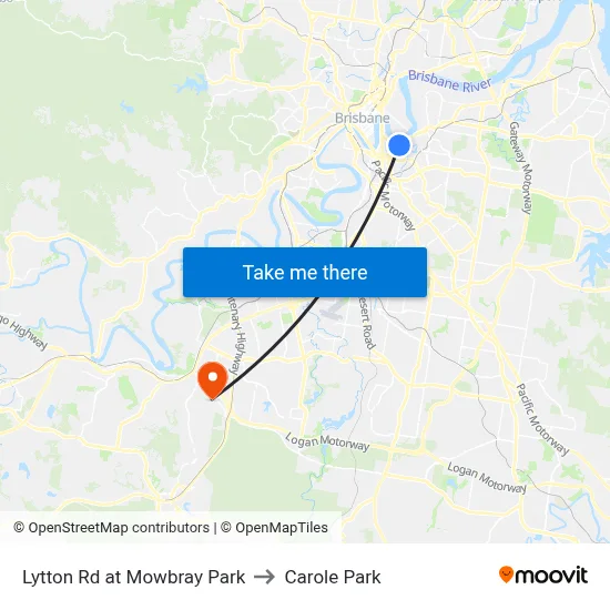 Lytton Rd at Mowbray Park to Carole Park map